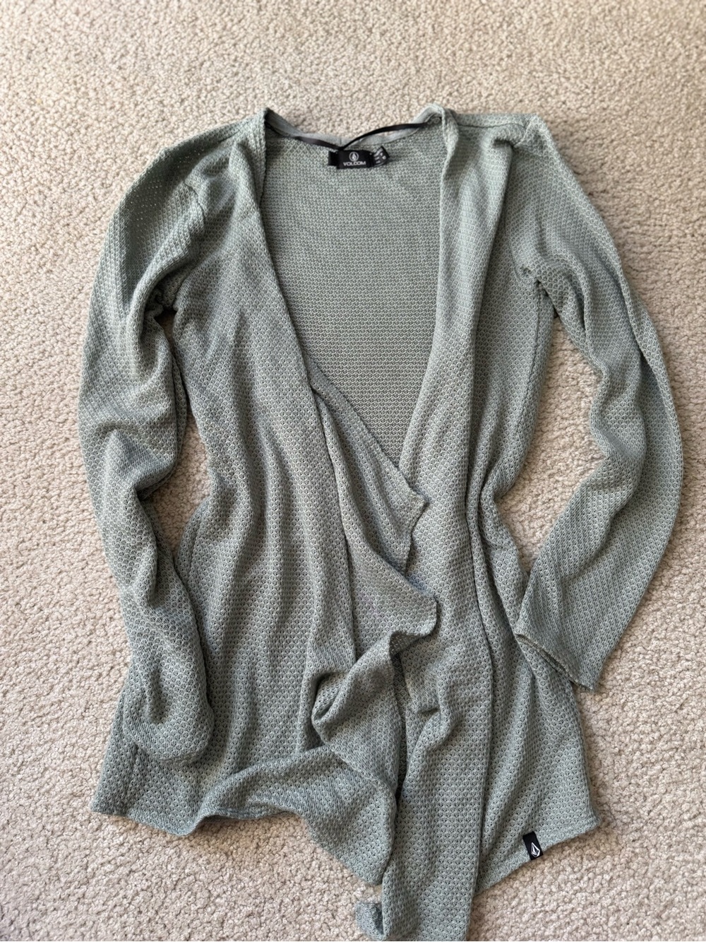 Volcom Open-Front Knit Cardigan - Sage Green cardigan soft casual